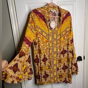 Umgee 70s Vintage Pattern short dress